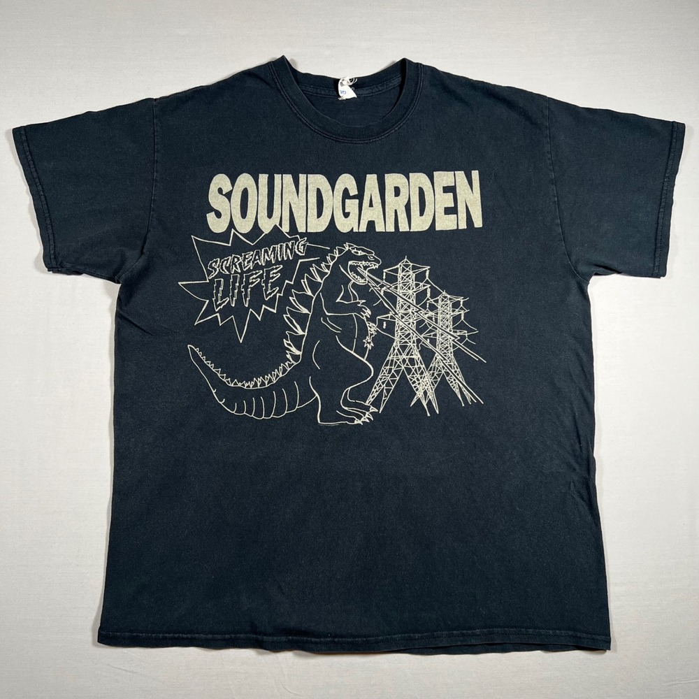 Soundgarden T-Shirt Screaming Life Godzilla Graphic Mens Large Black Band 2017